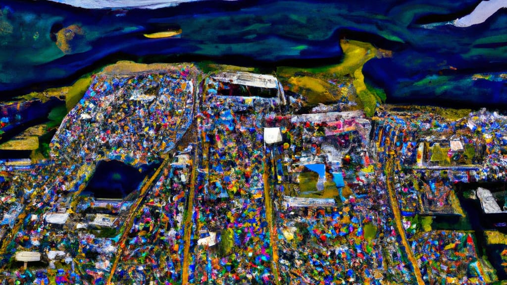 Sterling, Alaska painted from the sky