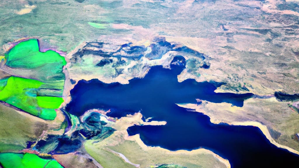 Storm Lake, Iowa painted from the sky