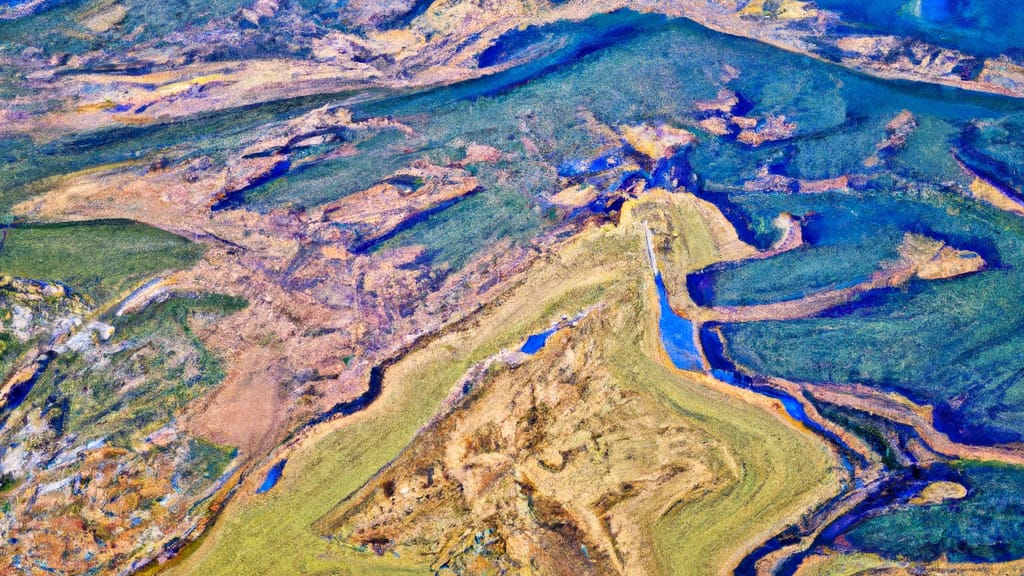 Twin Lakes, Colorado painted from the sky