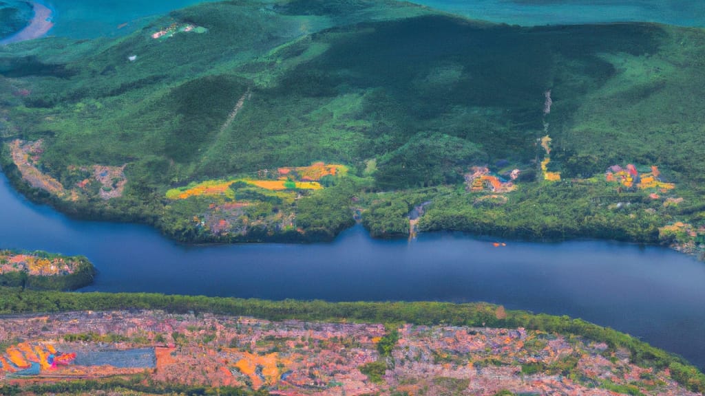 West Point, New York painted from the sky