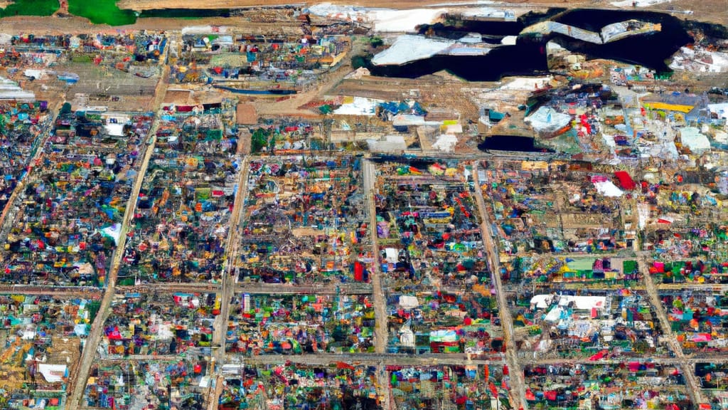 Williston, North Dakota painted from the sky