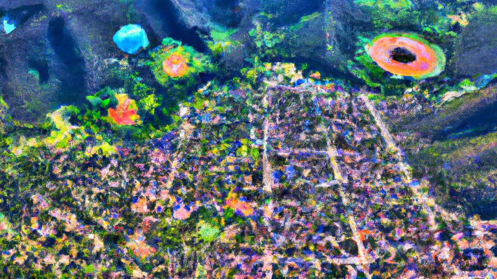 Woodland Park, Colorado painted from the sky