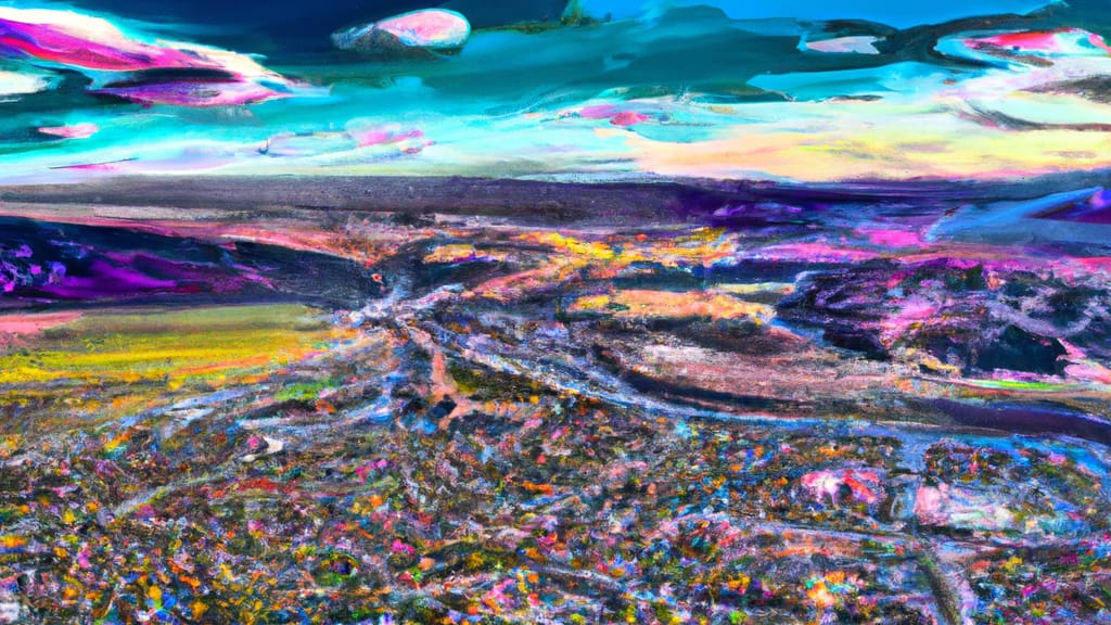 Eagle, Colorado painted from the sky