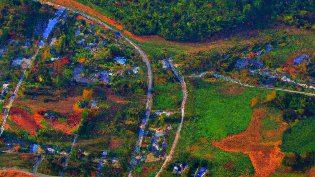 Kilmarnock, Virginia painted from the sky