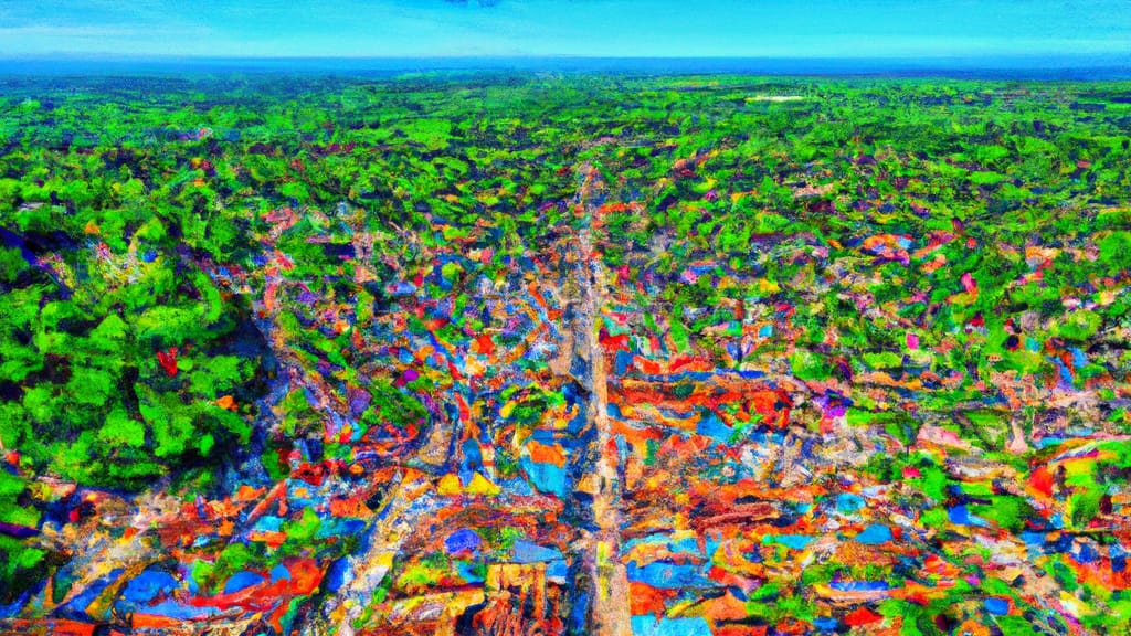 Kirkwood, Missouri painted from the sky
