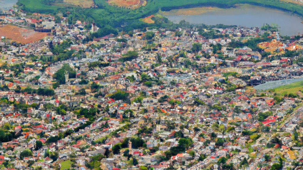 New Castle, Delaware painted from the sky