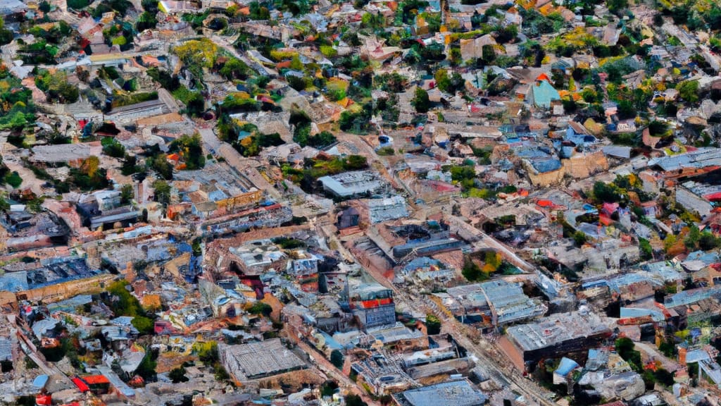 Northfield, Illinois painted from the sky