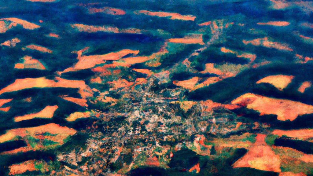 Palmyra, Virginia painted from the sky