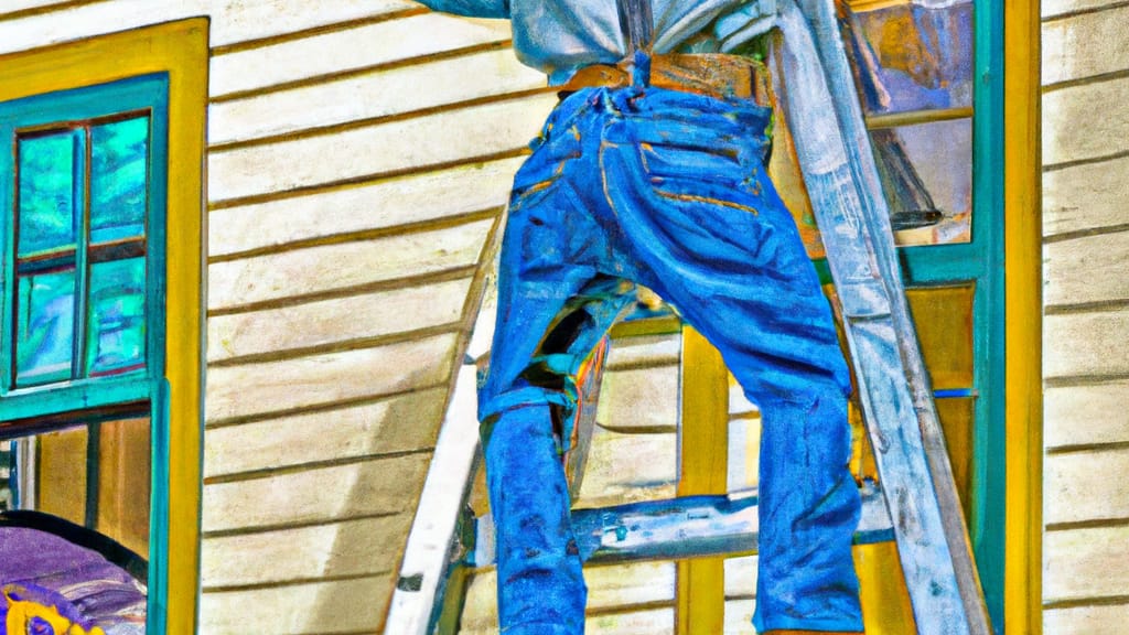 Man climbing ladder on Alton, Iowa home to replace roof