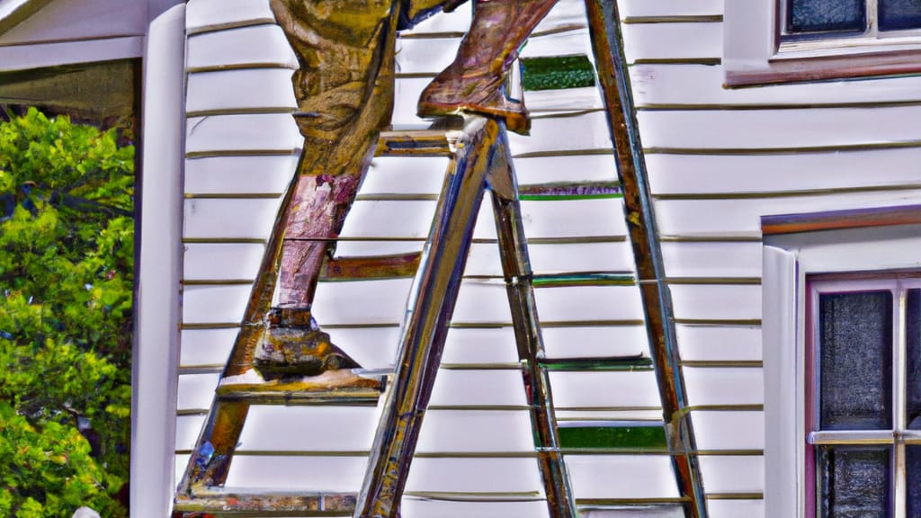 Man climbing ladder on Arden, North Carolina home to replace roof