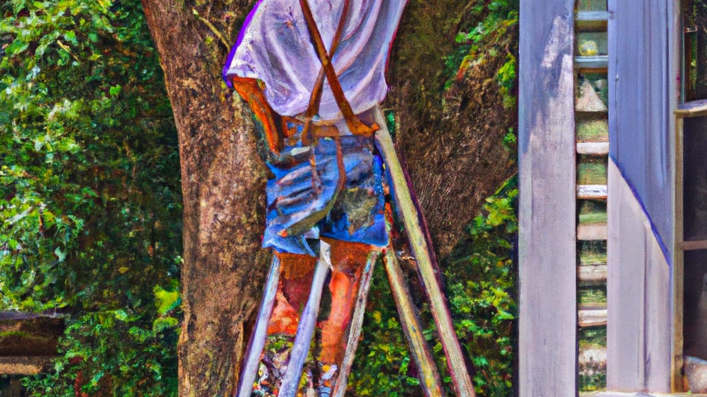 Man climbing ladder on Aynor, South Carolina home to replace roof