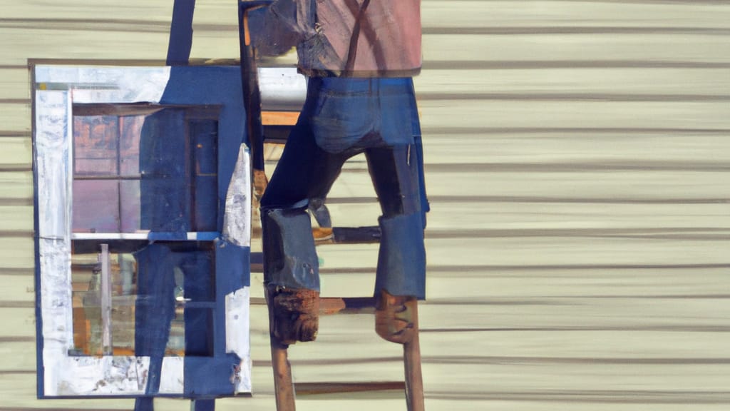 Man climbing ladder on Barnum, Minnesota home to replace roof