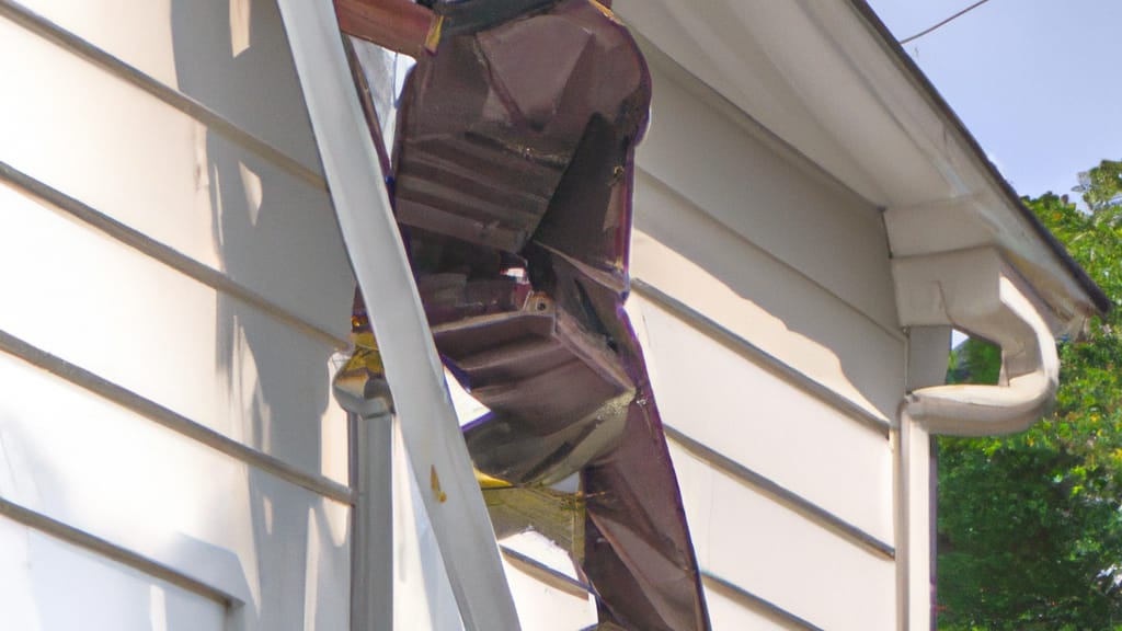 Man climbing ladder on Bartlett, Tennessee home to replace roof