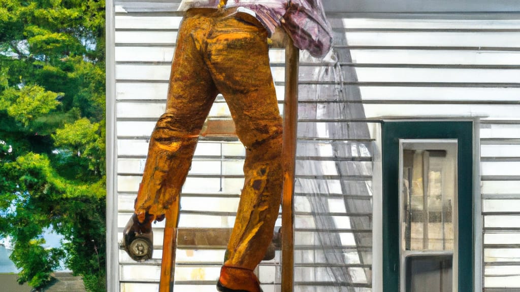 Man climbing ladder on Bear, Delaware home to replace roof