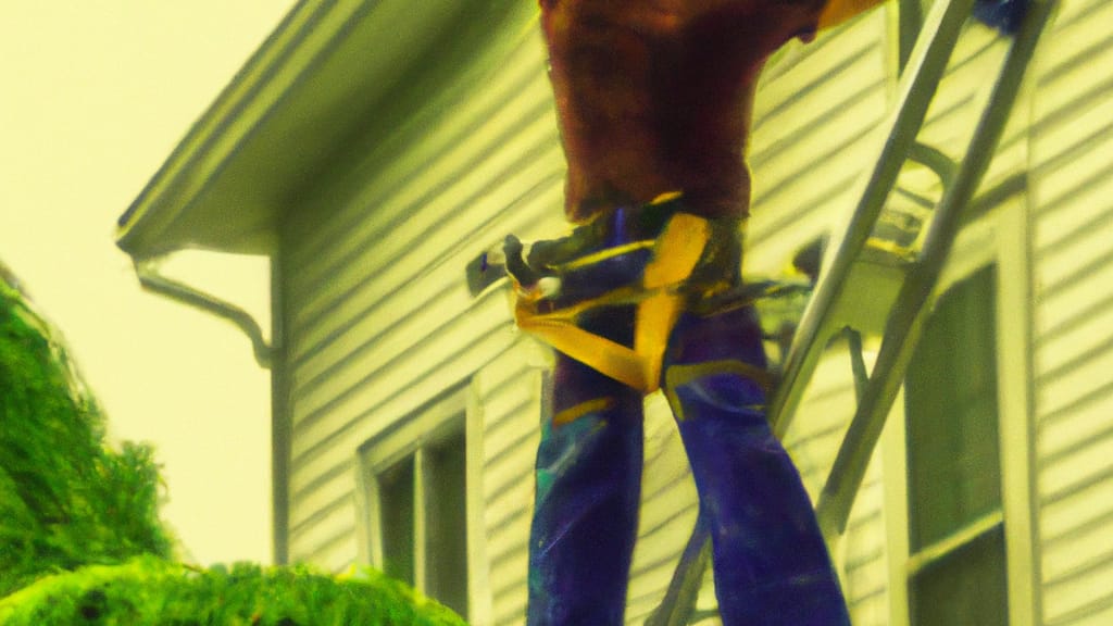 Man climbing ladder on Beavercreek, Ohio home to replace roof