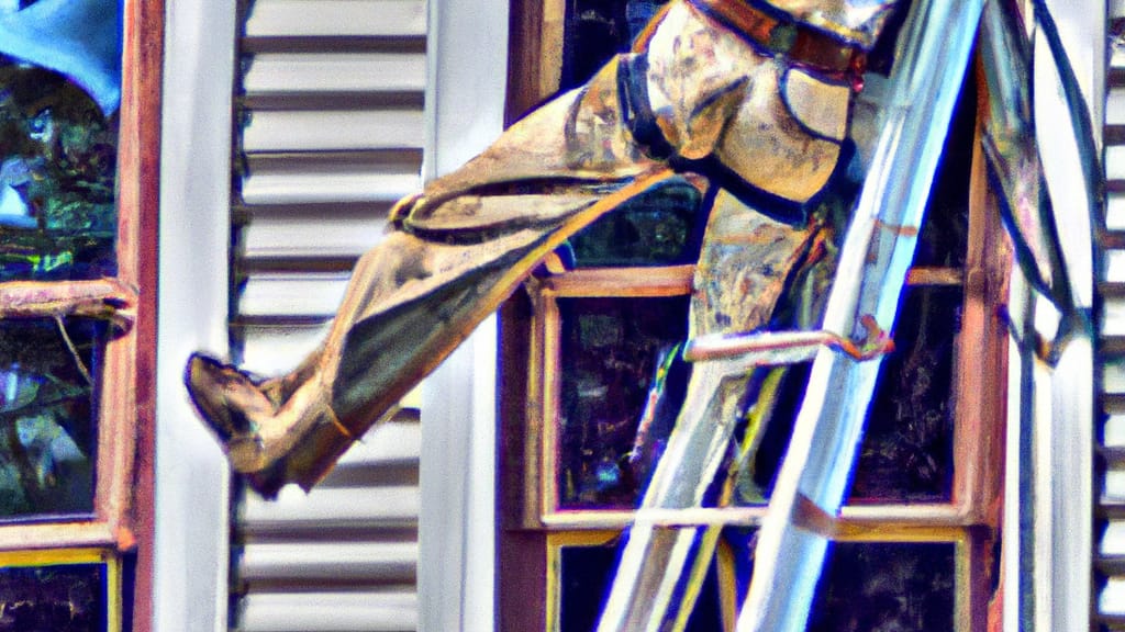 Man climbing ladder on Bishop, Georgia home to replace roof
