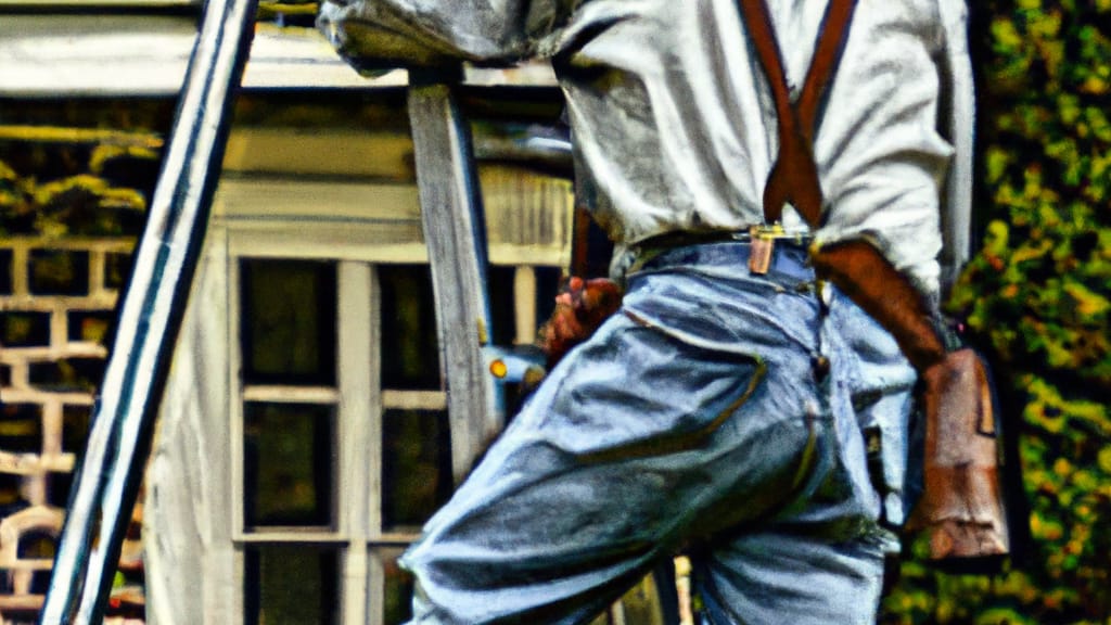 Man climbing ladder on Bluff City, Tennessee home to replace roof