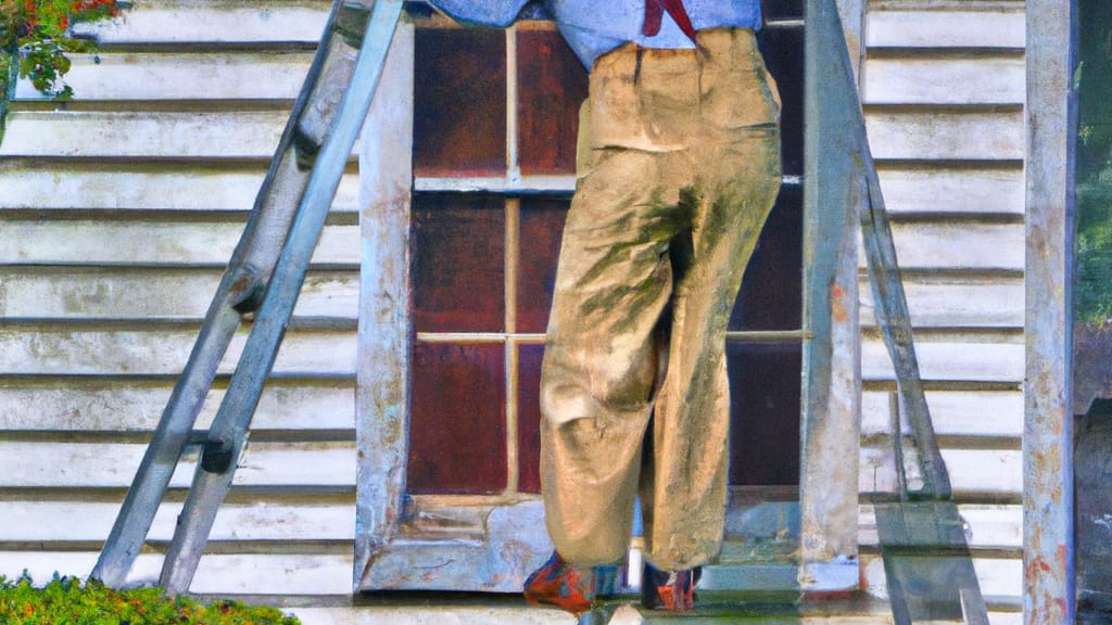 Man climbing ladder on Bogart, Georgia home to replace roof