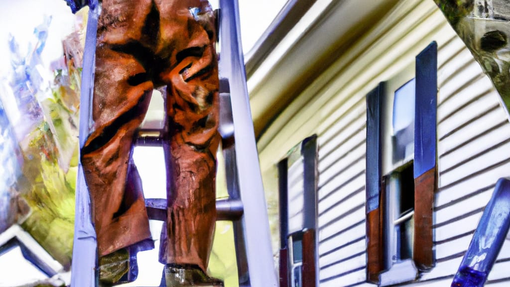Man climbing ladder on Bolivia, North Carolina home to replace roof