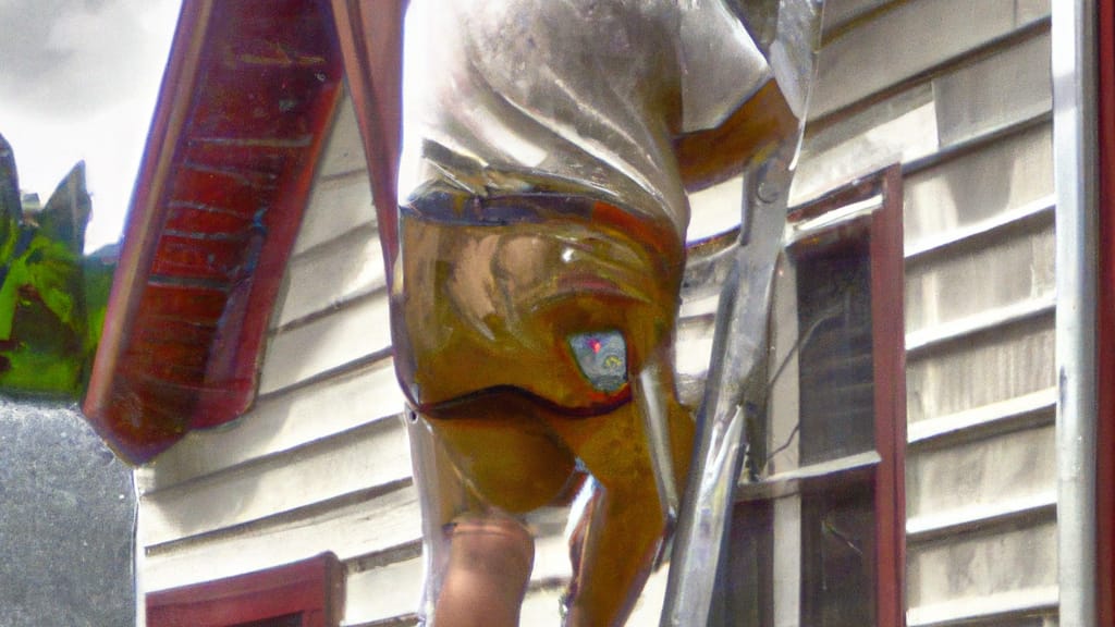 Man climbing ladder on Buckley, Michigan home to replace roof