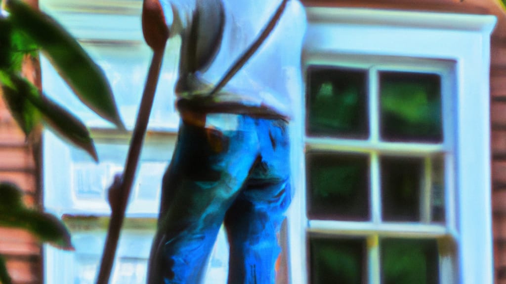 Man climbing ladder on Candler, North Carolina home to replace roof