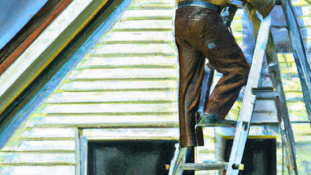 Man climbing ladder on Cane Ridge, Tennessee home to replace roof