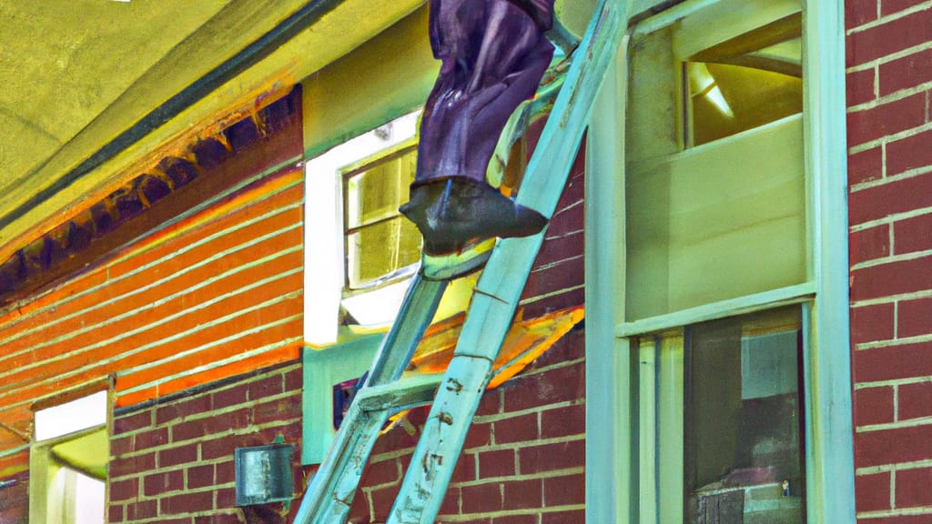 Man climbing ladder on Chatsworth, New Jersey home to replace roof