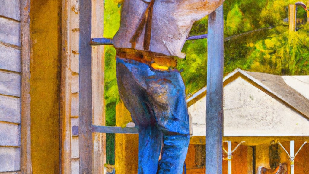 Man climbing ladder on Colbert, Georgia home to replace roof