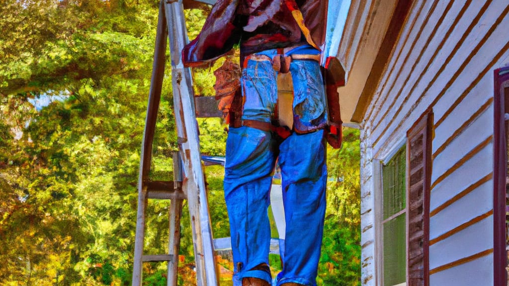 Man climbing ladder on College Park, Georgia home to replace roof