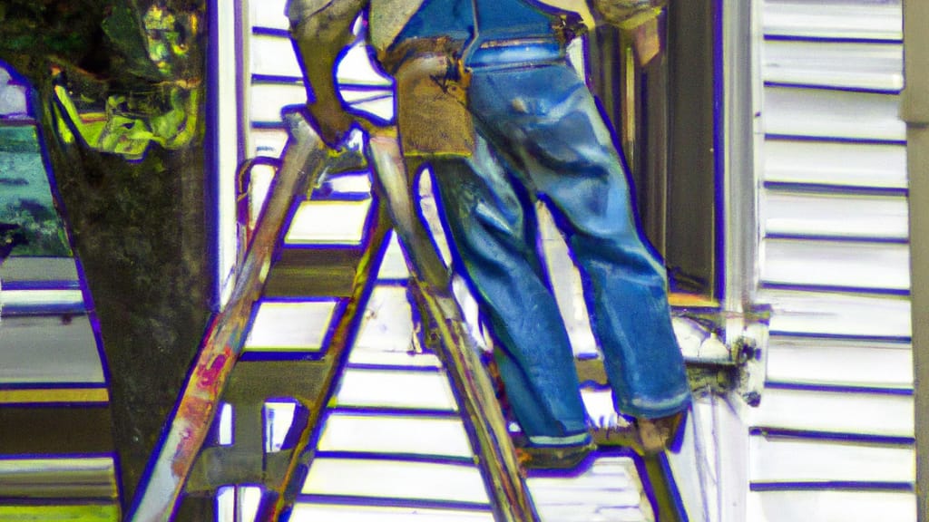 Man climbing ladder on Colquitt, Georgia home to replace roof