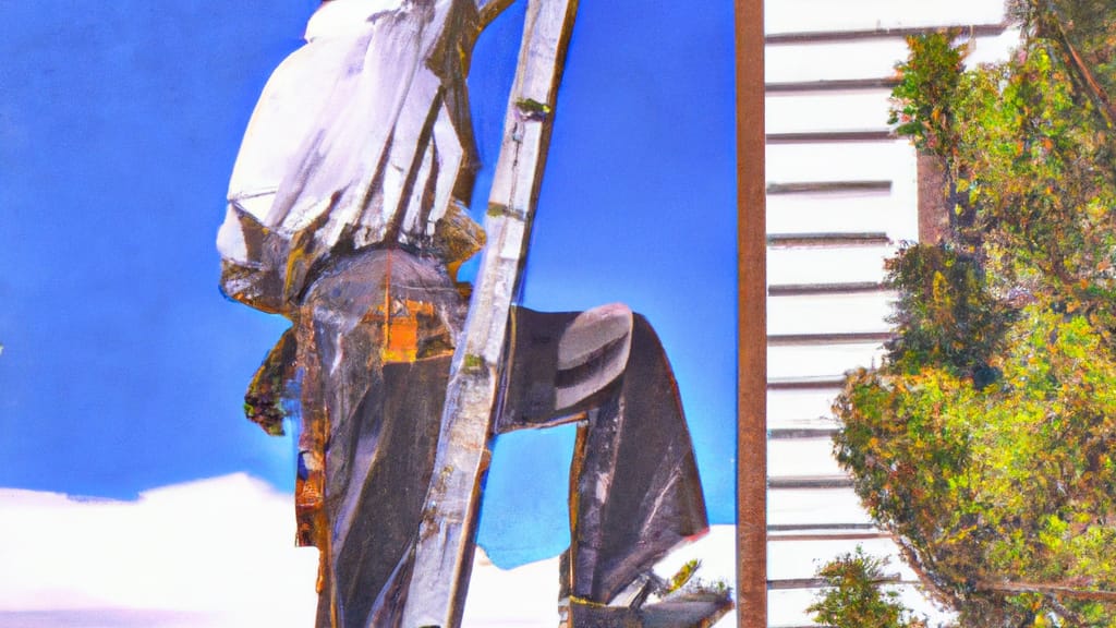 Man climbing ladder on Conifer, Colorado home to replace roof