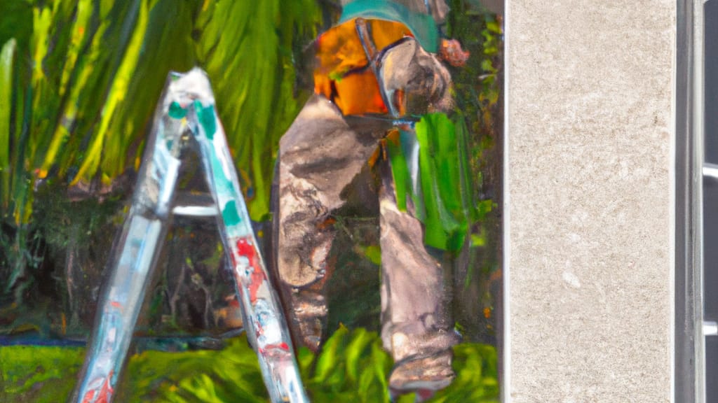 Man climbing ladder on Coral Springs, Florida home to replace roof
