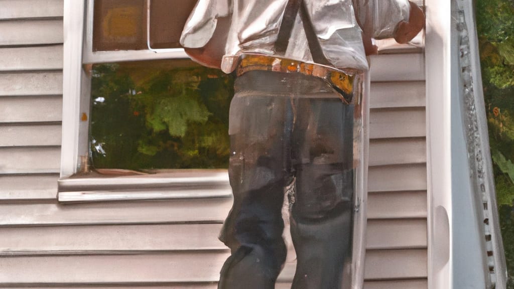 Man climbing ladder on Cumberland, Maine home to replace roof