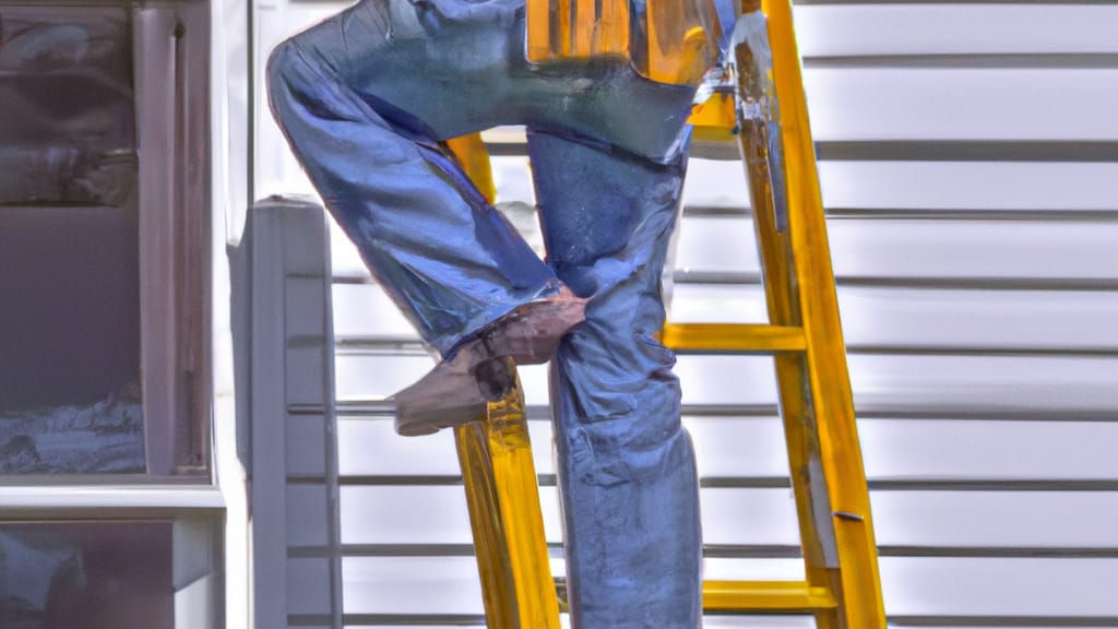 Man climbing ladder on Damascus, Oregon home to replace roof