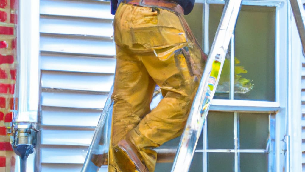 Man climbing ladder on Delmar, Delaware home to replace roof