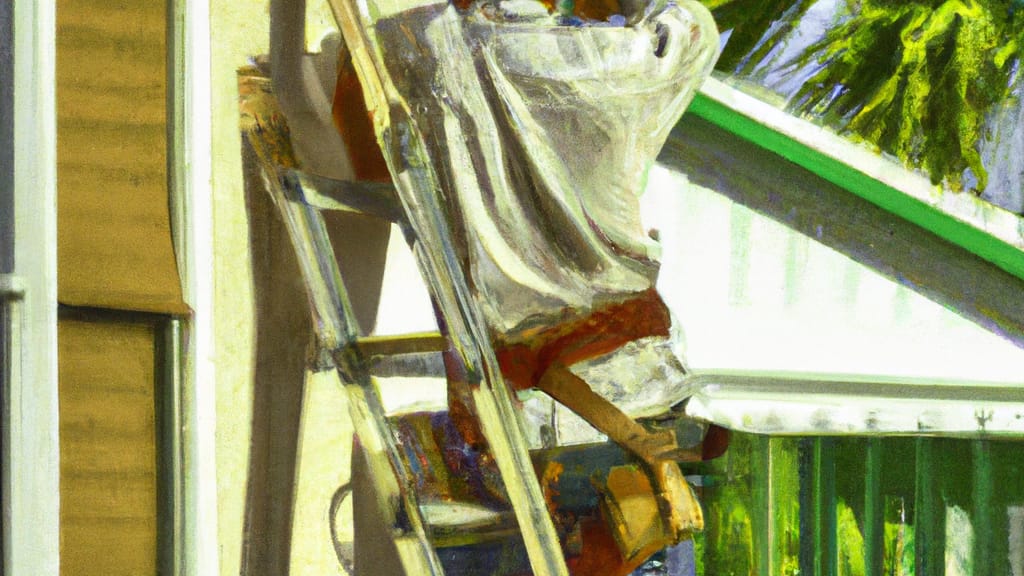 Man climbing ladder on Doral, Florida home to replace roof