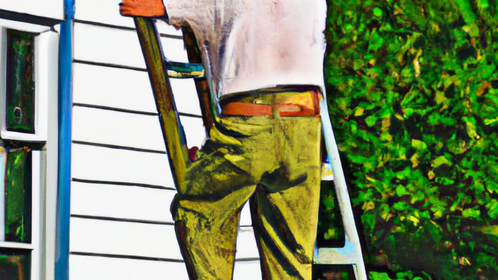 Man climbing ladder on Duck, North Carolina home to replace roof