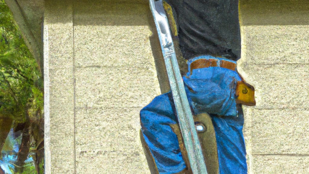 Man climbing ladder on Dundee, Florida home to replace roof