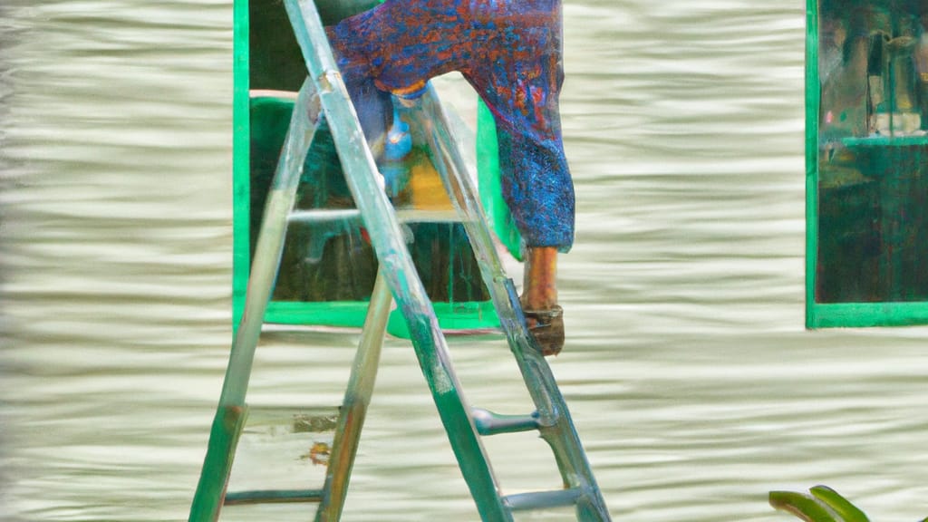 Man climbing ladder on Dunnellon, Florida home to replace roof