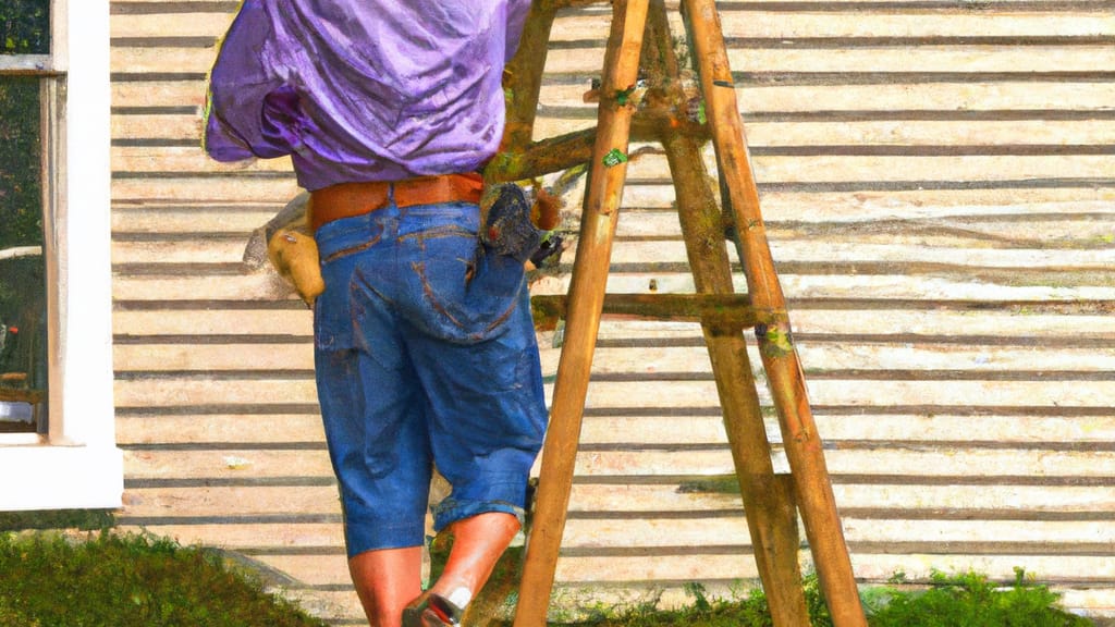 Man climbing ladder on East Ellijay, Georgia home to replace roof