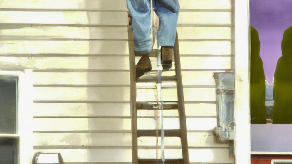 Man climbing ladder on East Helena, Montana home to replace roof