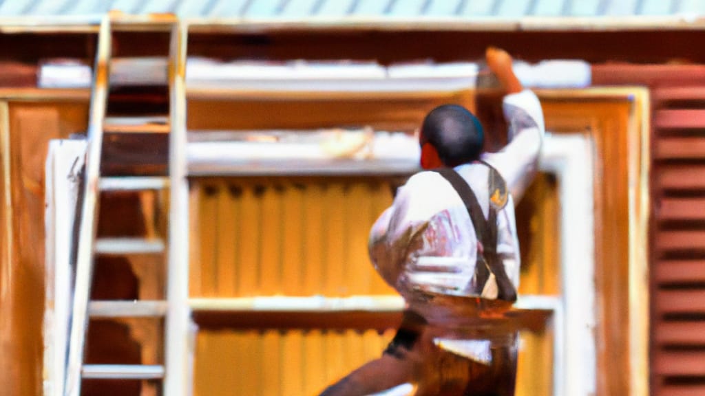 Man climbing ladder on Eden, Utah home to replace roof