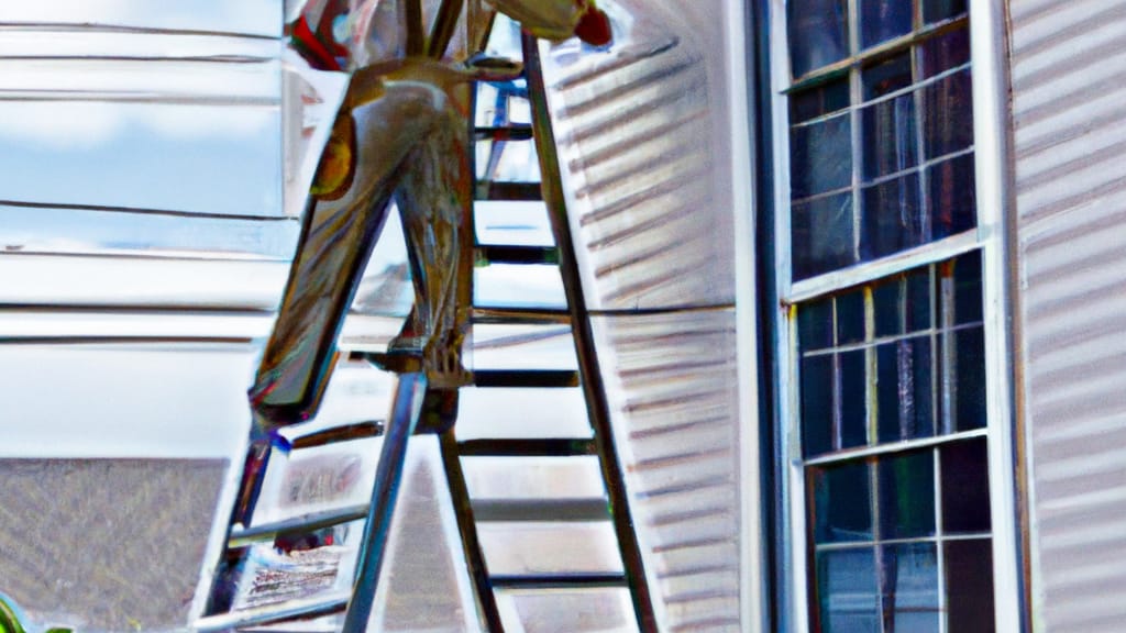 Man climbing ladder on Ellenton, Florida home to replace roof