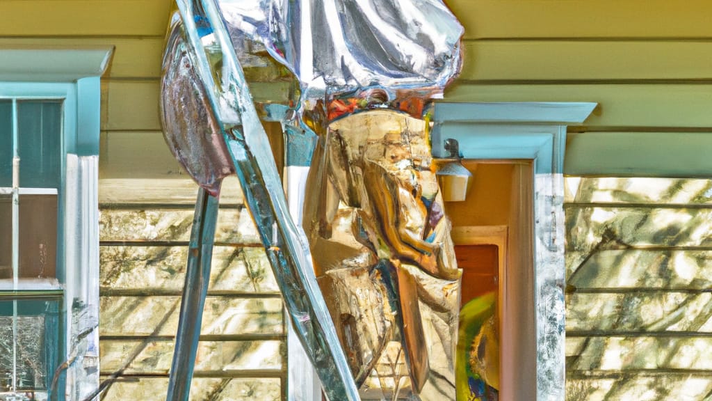 Man climbing ladder on Ellenwood, Georgia home to replace roof