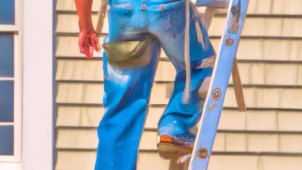 Man climbing ladder on Emerald Isle, North Carolina home to replace roof