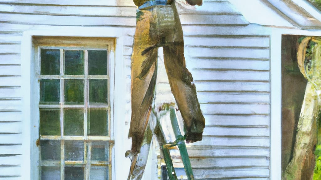 Man climbing ladder on Forsyth, Georgia home to replace roof