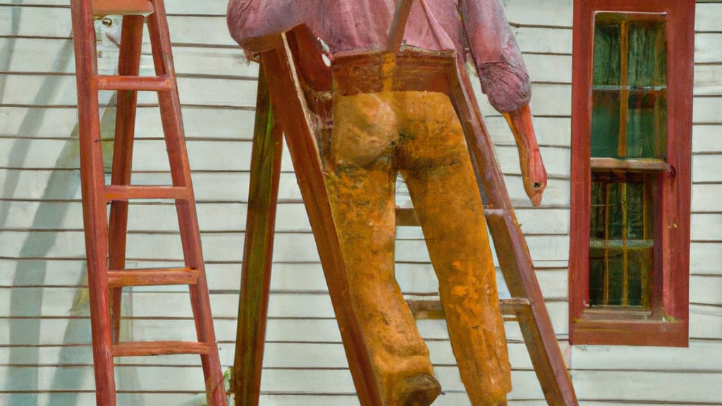 Man climbing ladder on Fort Branch, Indiana home to replace roof