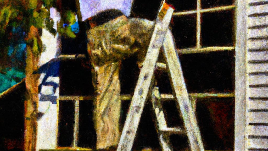 Man climbing ladder on Frontenac, Missouri home to replace roof
