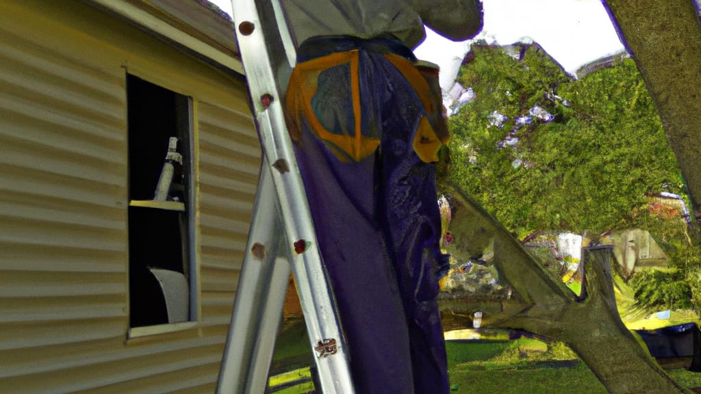 Man climbing ladder on Garden Ridge, Texas home to replace roof