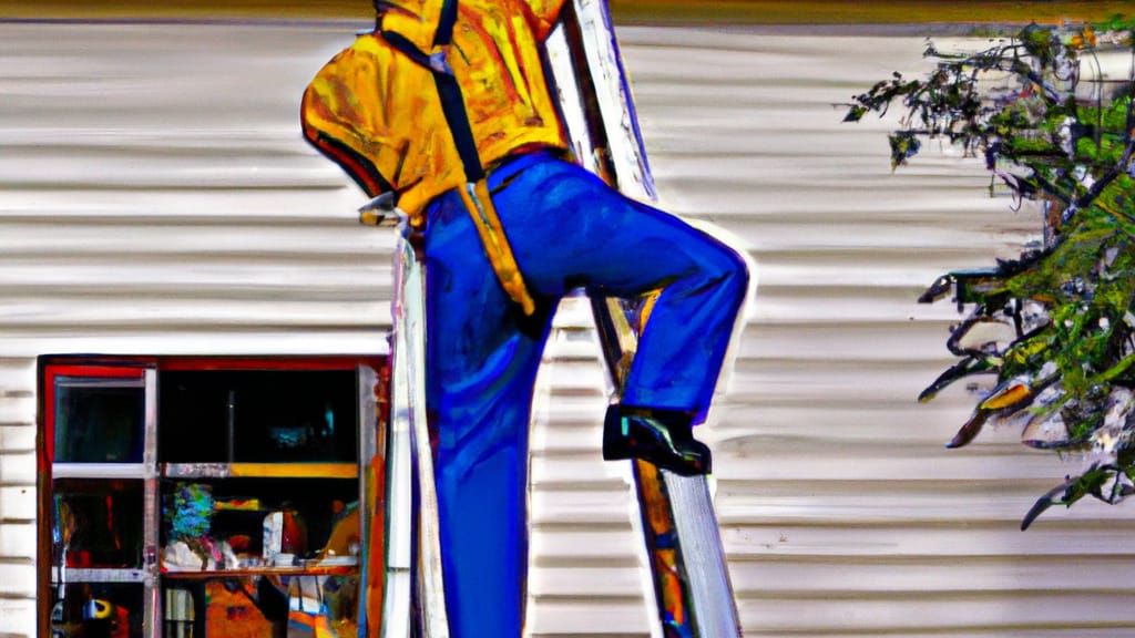 Man climbing ladder on Garrison, Texas home to replace roof